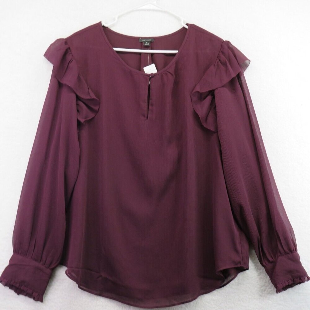 Ann Taylor Plum Ruffle Blouse